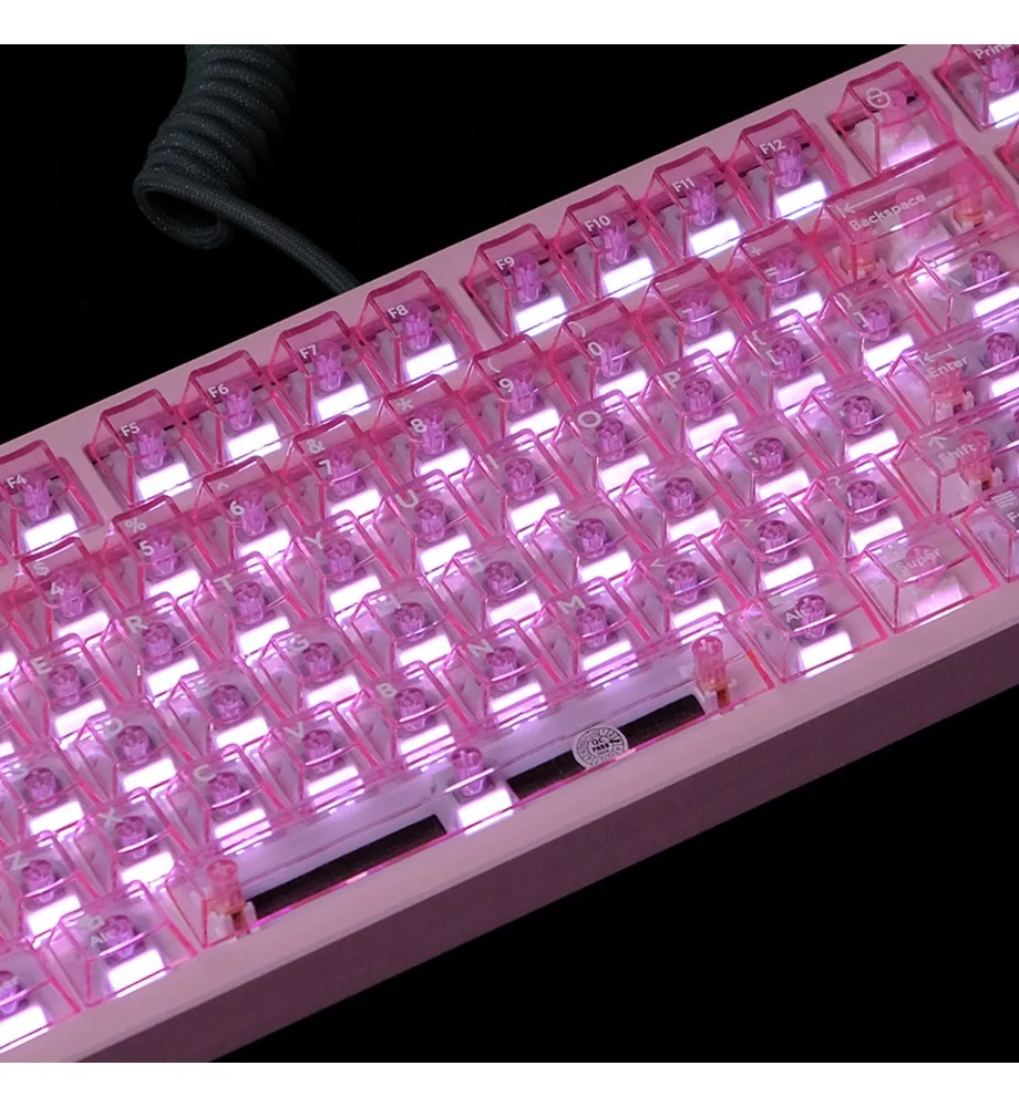 

Pink transparent keycap PC material pad printing 114 keys Original factory highly suitable for ATK and other wireless mechanical