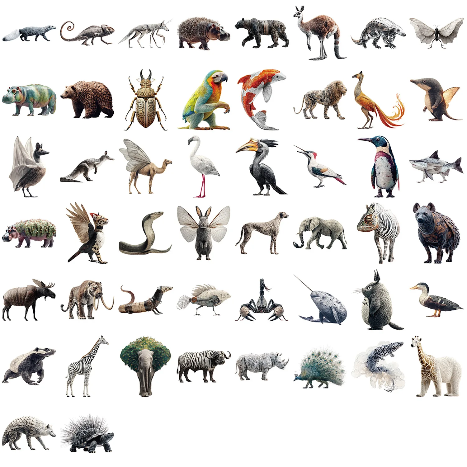 50 Stück Phantom Tier-Graffiti-Aufkleber, abstrakter Stil, wasserdicht, für Wasserbecher, Telefon, Computer, Notebook, Schreibwaren, Gepäck