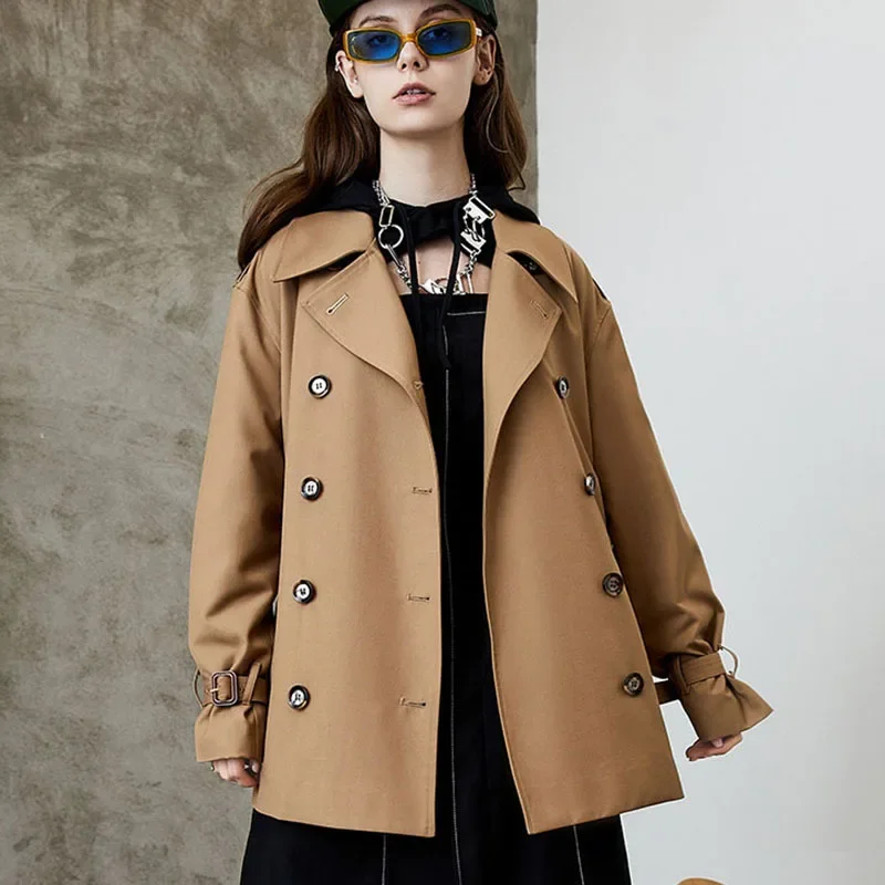 British Style Classic Double-breasted Women's Trench Coat 2024 New High-end Casual Simple Belted Windbreaker Outerwear Female