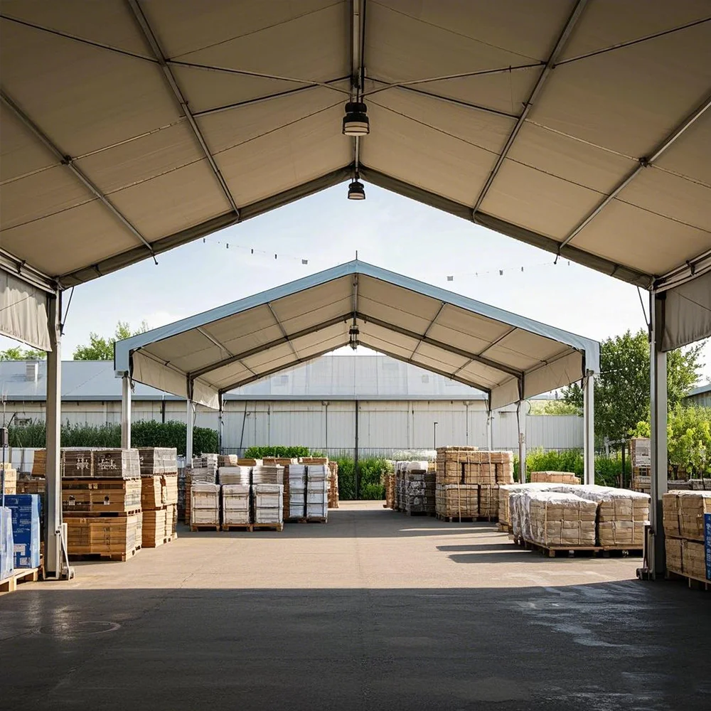 Custom Large Industrial Warehouse Storage Tent Heavy Duty Aluminum Frame Outdoor Workshop Marquee Clear Span Canopy Design