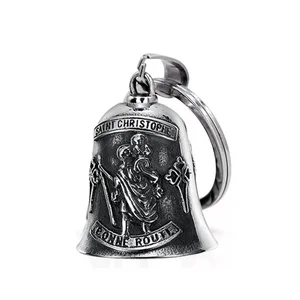 Estátua de São Cristóvão Chaveiro para homens, punk católico vintage, rocha para motociclismo, jóias exorcismo 8 principais vendas chaveiro de são cristovão - №4