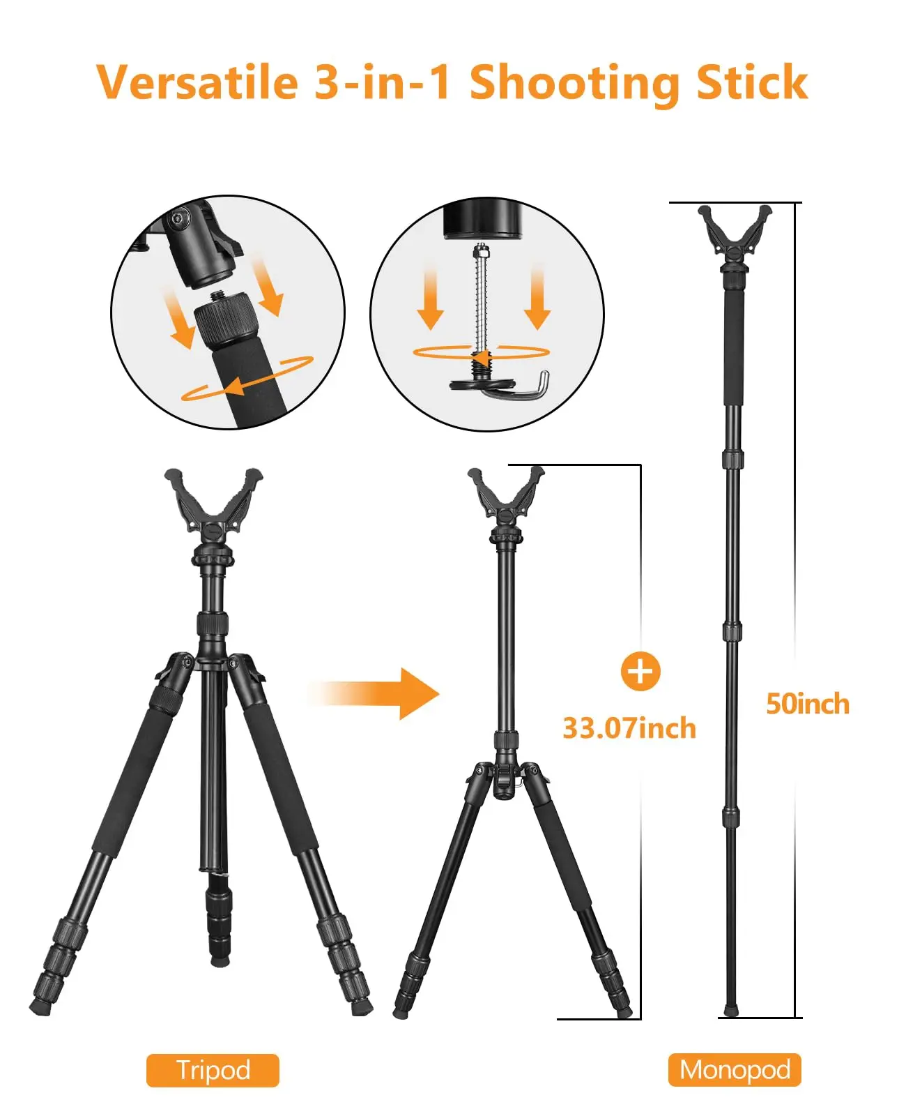 Rest Sticks Mount Adjustable Height Stable and Lightweight Rest for Shooting Outdoors
