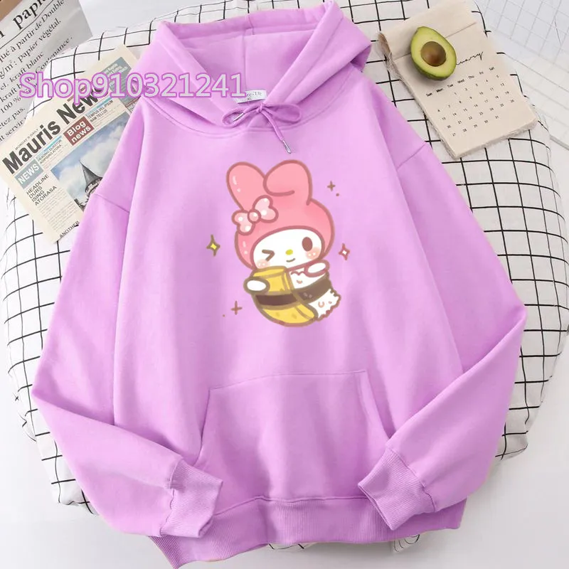 

Cute My Melody Sushi Hoodies Sweatshirt Women Harajuku Pochacoo Food Hoodie Kawaii Long Sleeve Oversized Unisex Clothing