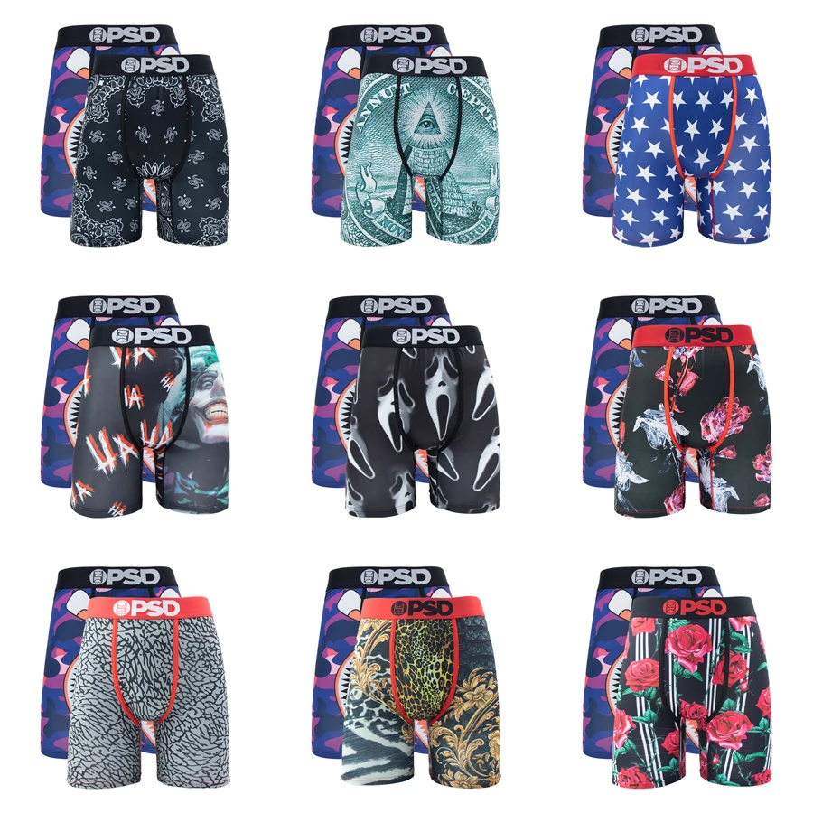 OZPSD, 2 uds., calzoncillos Boxer para hombre, calzoncillos transpirables para hombre, bragas para hombre de talla grande, L-2XL estampado, ropa interior de natación para hombre, Boxers sexis