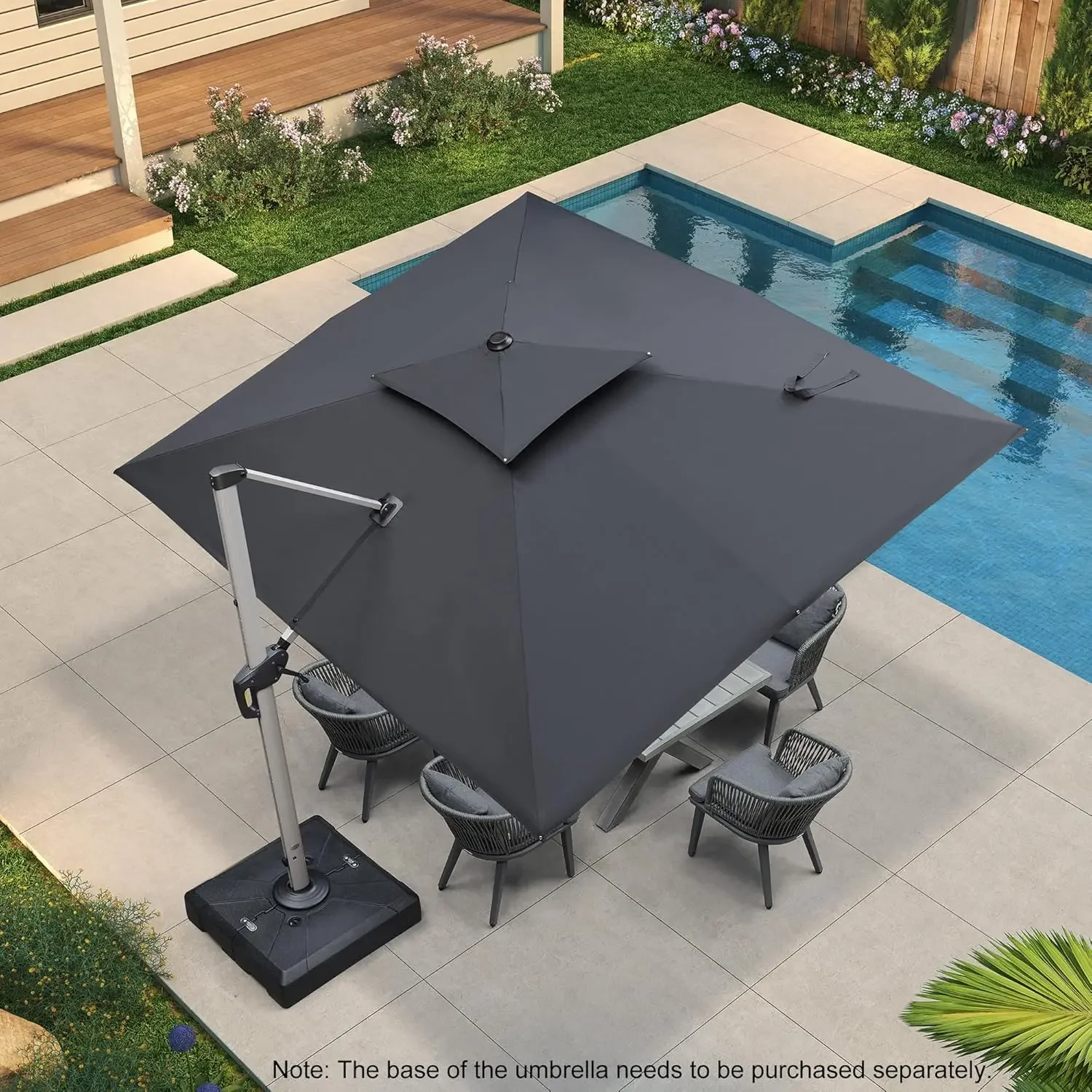 9' X 11' Patio Umbrella Outdoor Rectangle  Large Cantilever Windproof Offset  Heavy Duty Sun