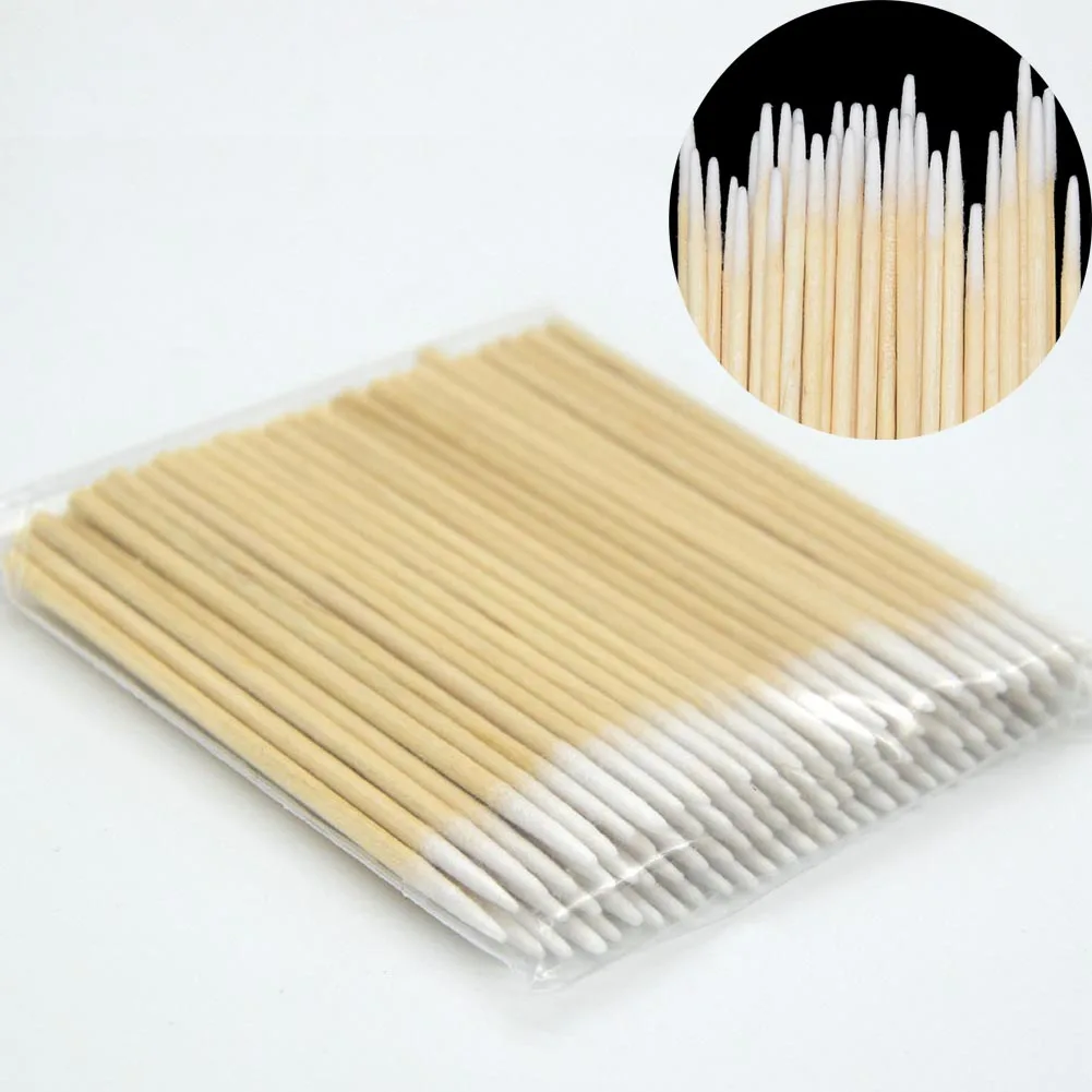 100/200pcs Disposable Cotton Swab With Thin Head Wooden Handle Detailing Swabs Sticks Ear Pick Cleaning Swab Makeup Tool