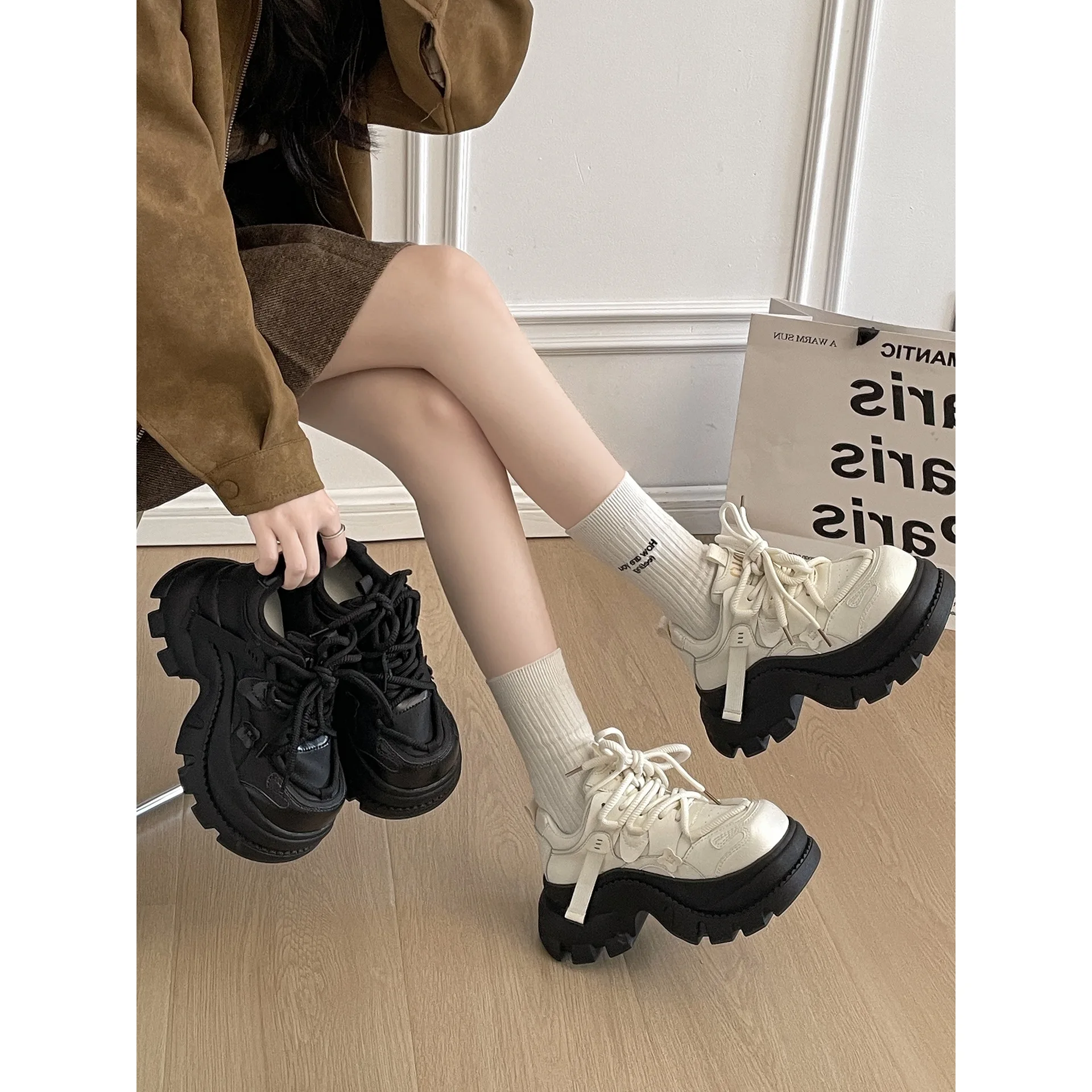 

Women's Sneakers with Platform Tennis Female Summer Shoes Woman-shoes Thick Sole Trainers 2026 Black Retro Shoes Womens