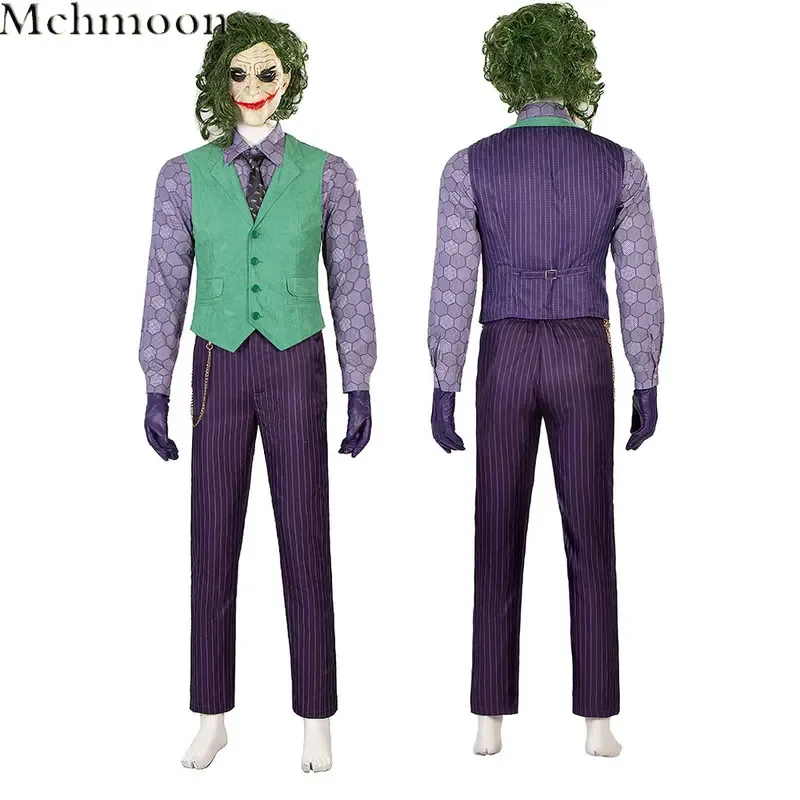 25cosadult homem bat cosplay homem roxo coringa cosplay traje de lã longo trench coat personalizável máscara de halloween ledger cosplay s