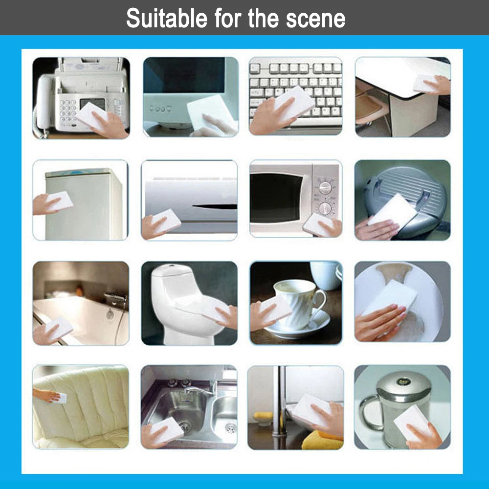 Borrador mágico de espuma blanca, 100x60x17mm, limpieza de electrodomésticos, accesorios para coche, herramienta de limpieza, herramientas de limpieza de coche
