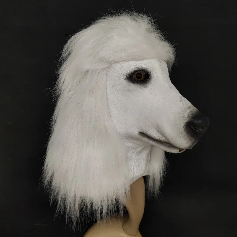 Маска пуделя рождественские украшения животных, игрушка, латексный косплей, фотография, полная голова, реквизит, Хэллоуин, маска