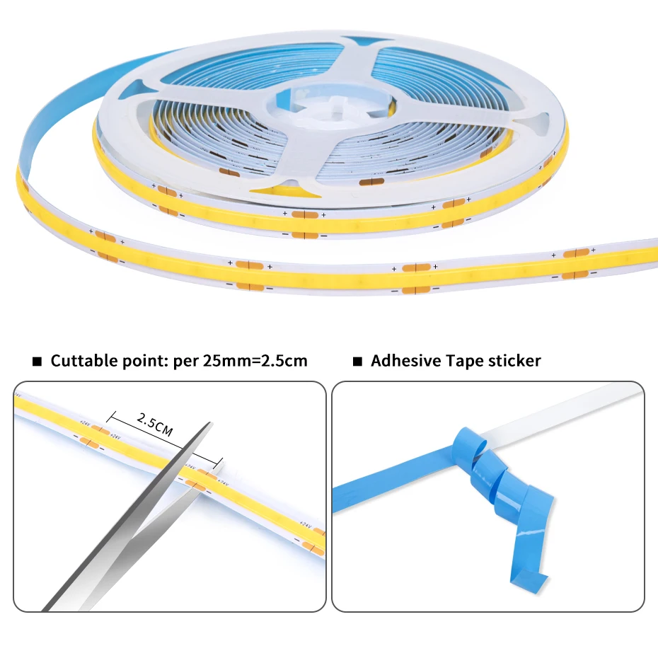 Taśma LED COB 12V z czujnikiem otwarcia drzwi, wtyczka AU EU US UK, do szaf, garderoby, witryny, oświetlenie LED