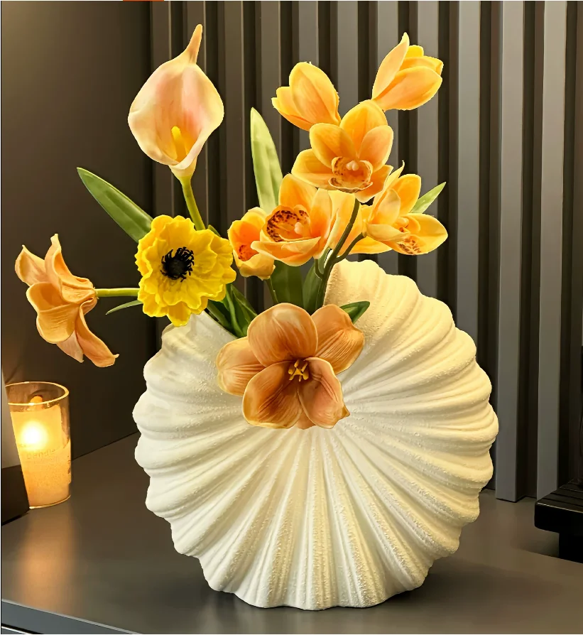 Ceramic Vase Shape Semicircle Nautilus Snail Ceramic Handicraft Ornaments Flower Arrangement Home Decoration Accessories
