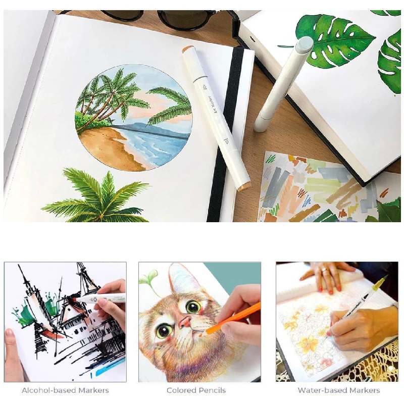 كراسة رسم 24K/A4 78 ورقة/60 ورقة لرسم علامة أكريليك مناسبة للطلاب والمعلمين والفنانين المبتدئين