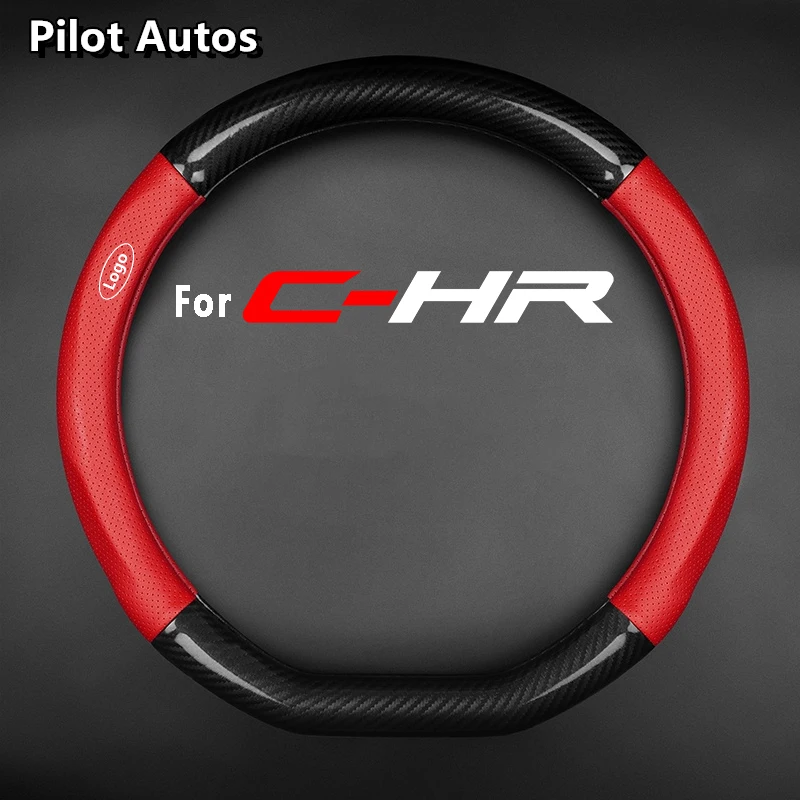 For Toyota For C-HR CHR C HR Steering Wheel Cover Genuine Leather Carbon Fiber Summer Winter Women Man