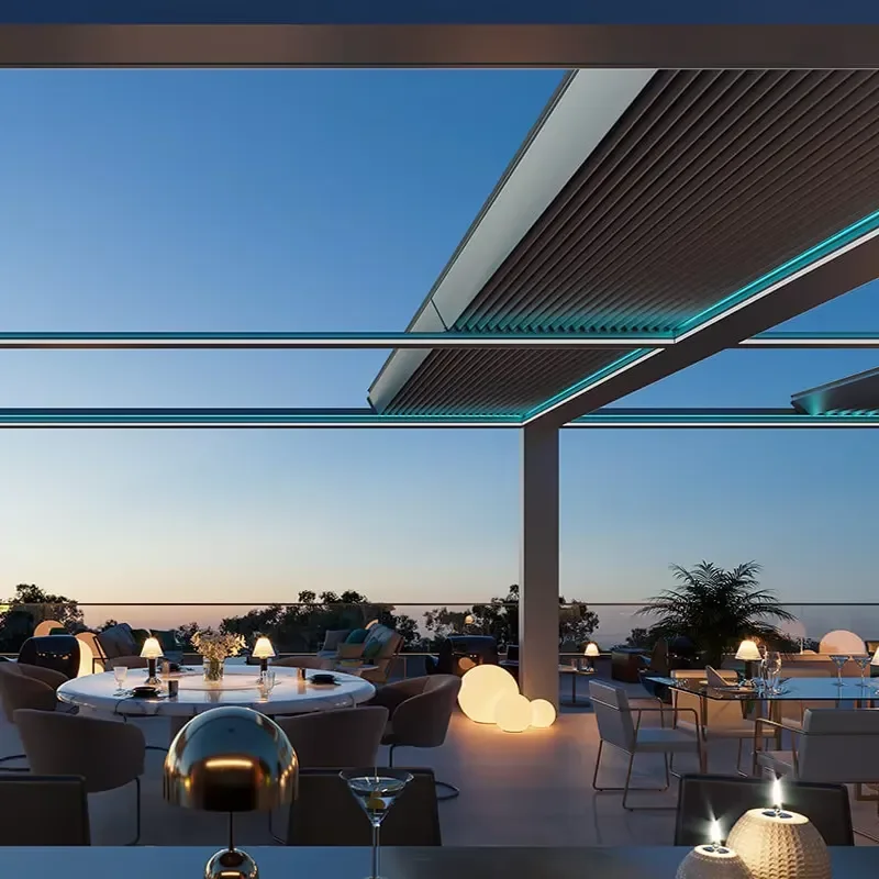 Custom Outdoor Aluminum Pergola Motorized Louver Automatic Roof Retractable Aluminium Pergola with Adjustable Slats for Patio