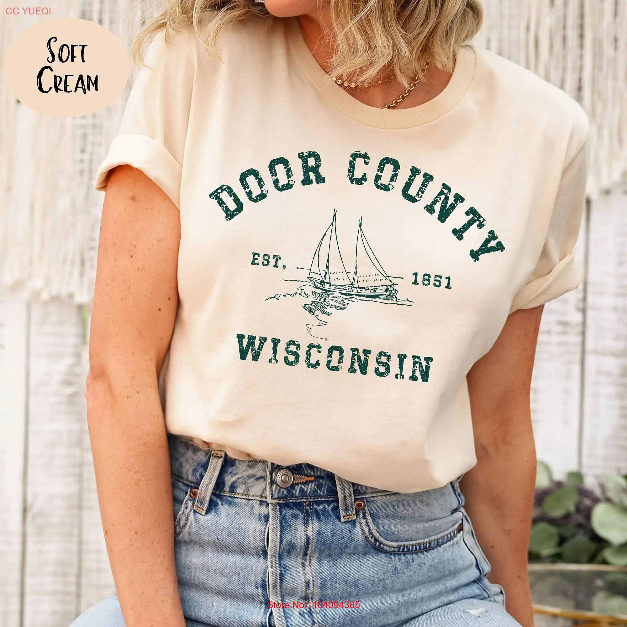 Door County T Shirt Vintage Travel Summer long or short sleeves