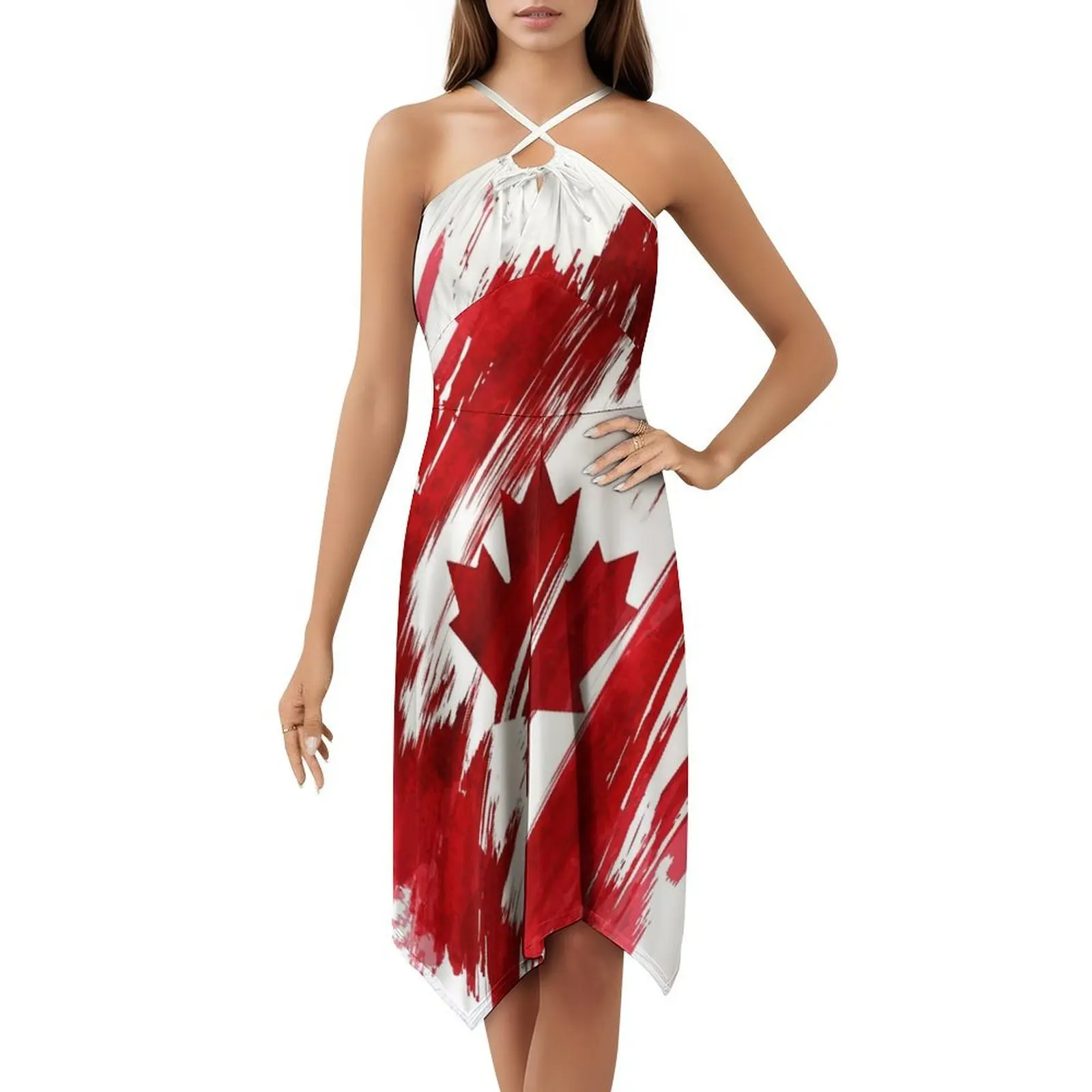 كندا الكورية نمط فستان كاجوال للنساء بسيط يوميا مكتب سيدة فساتين كندا كندا العلم كندا امرأة كندا فستان المرأة