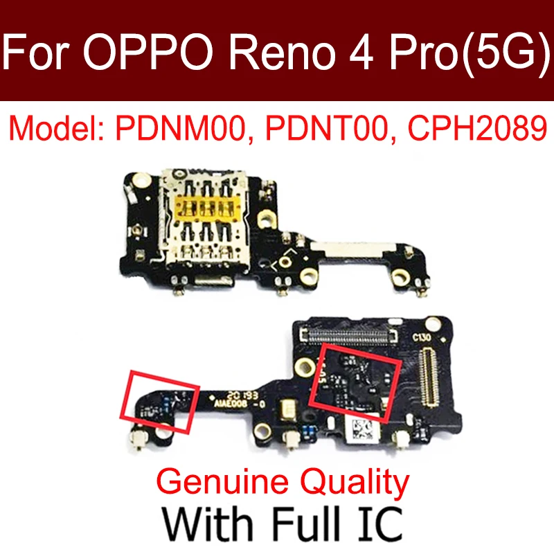 SIM Board Flex Cable For OPPO Reno 3 4 5 6 Pro Plus 10X Zoom Ace 2 5G SIM Card Tray Dock Microphone Board Connector Parts