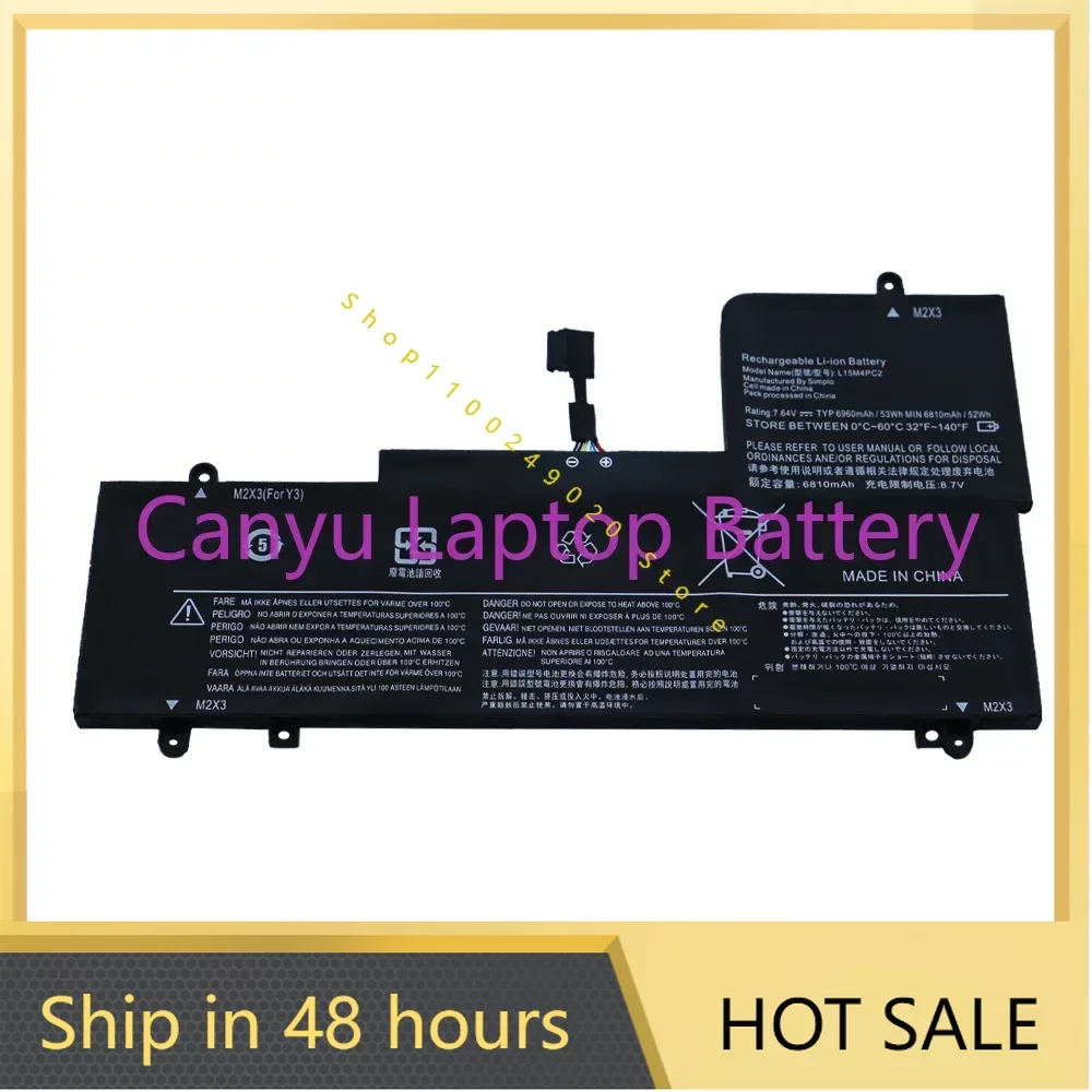 

2024 L15M4PC2 Battery For Lenovo YOGA 710-14ISK 710-14IKB 710-15ISK 710-15IKB 5B10K90802 5B10K90778 L15L4PC2 7.64V 6960mAh New