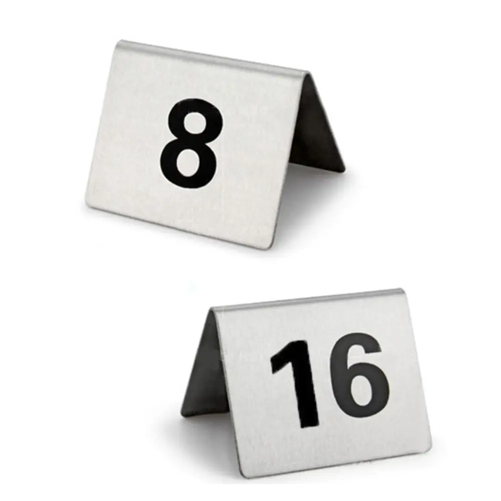 

10Pcs/Set Stainless Steel Table Number Plate Double Sided Numbered 1 Through 20 Digital Card Plate Desktop Number Sign