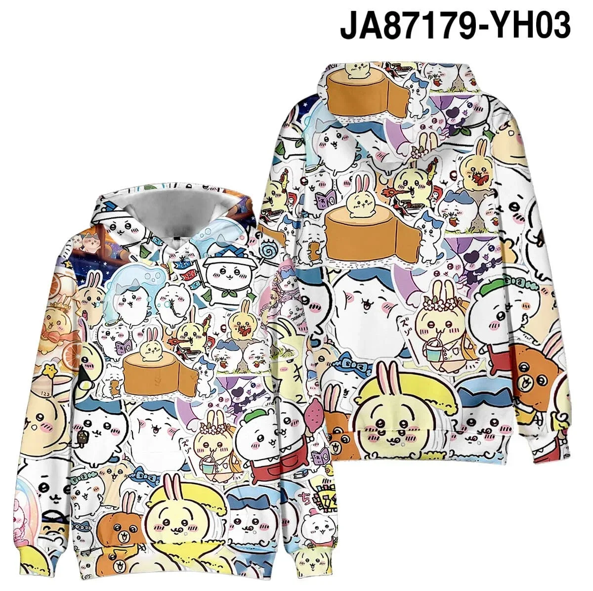 2027 Chiikawa Usagi Hachiware Hoodie Anime Pullover Sweatshirt Langarm Freizeit-Kapuzenpullover Unisex Streetwear Familien-Set – Detail 11