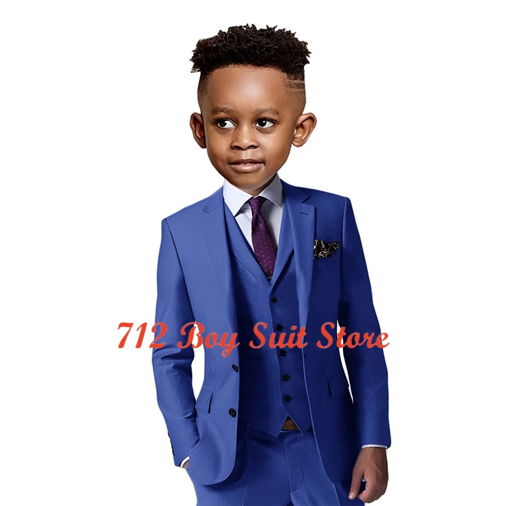 Traje Formal para niños, chaqueta ajustada, chaleco, pantalones, conjunto de 3 piezas, esmoquin para boda para niños de 2 a 16 años, ropa de moda para niños, trajes Blazer