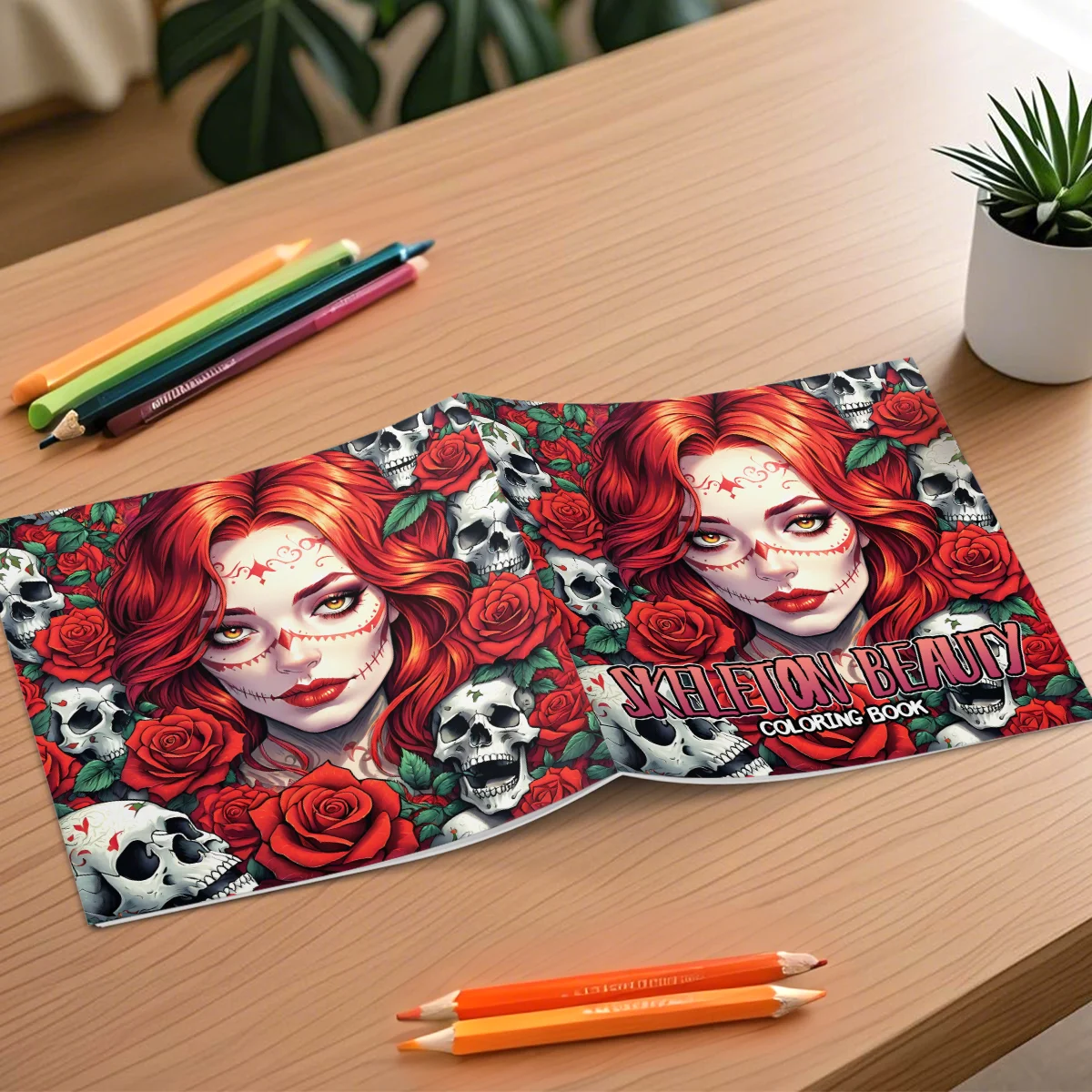 1PC Skeleton Beauty Coloring Book for Adult 20pages Relieve Stress Kill Time DIY Painting Drawing Book Kids Educational Toys