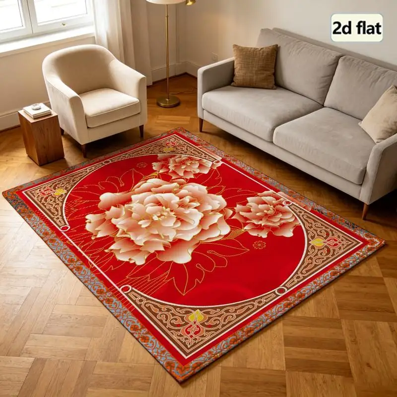 1 Piece Ornate Peony  Carpet, Soft And Comfortable, All Seasons Suitable, Easy To Maintain, Ideal For Living Room, Bedroom, Hallway, Home Decor, Room Decor, Perfect For Winter And Autumn