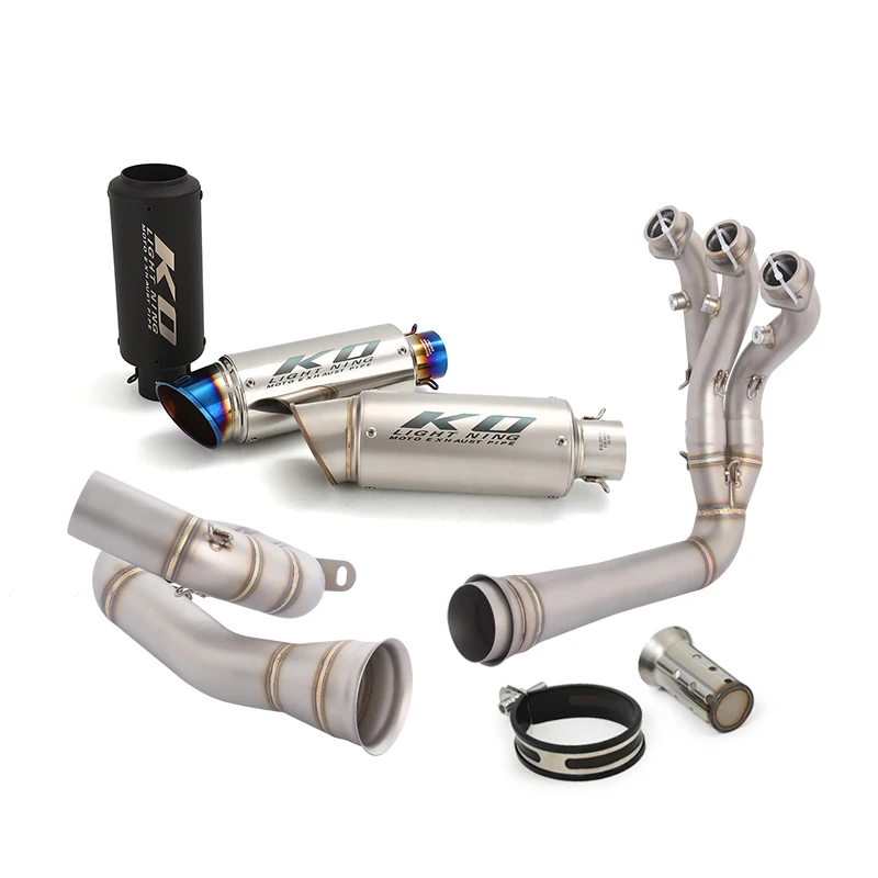 

For Zontes 703RR 2024-2026 703R 2025-2026 Slip On Complete Exhaust System Header Mid Link Pipe Muffler Tips Stainless Steel