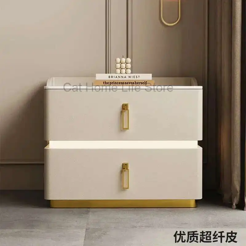

Modern Nordic Nightstand Minimalist Luxury Induction Lamp Small Coffee Table Creative Mesa De Noche Bedroom Furniture KMNS