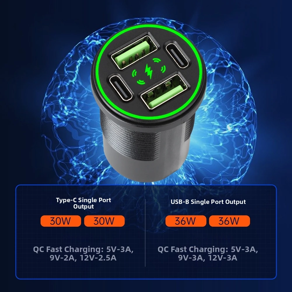 Upgrade With 4 Peephole 12V/24V Switch Panel Modified Charger With PD/forQC3.0 Charger, Voltmeter, And Wiring Accessories