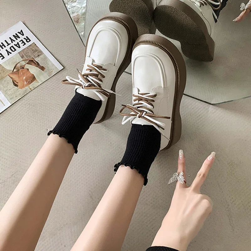 Women Flats Lace Up Platform Shoes 2024 Autumn Women Shoes Suede Ladies Shoes Female Loafers Casual Shoes New Sneakers Moccasins