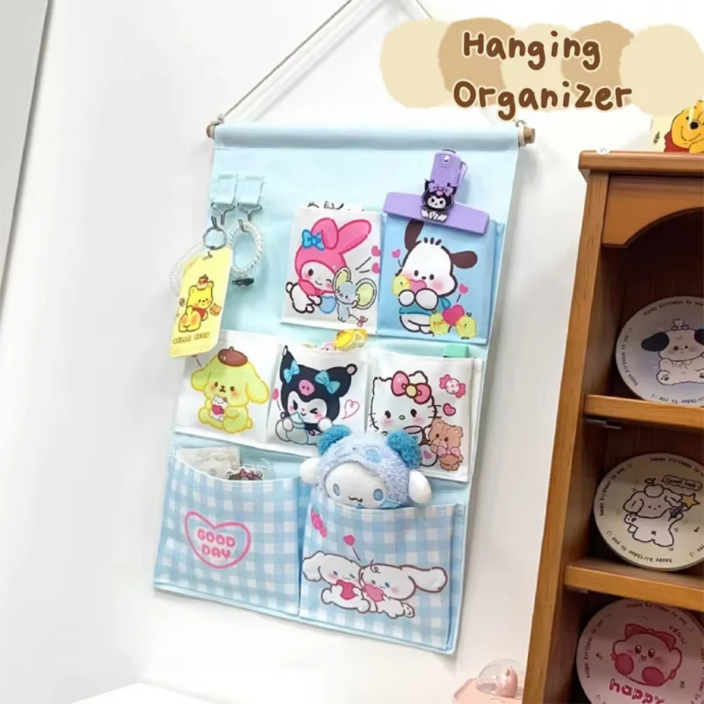 

Kawaii Hello Kitty настенная сумка для хранения 3/6 карманов Sanrio Cinnamoroll мультяшный настенный органайзер товары для дома подарки