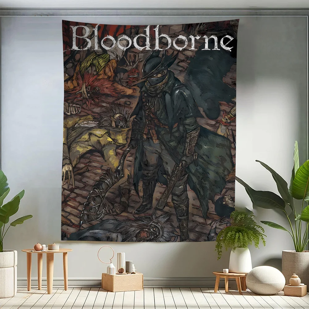 Bloodborne Retro Printed Large Wall Tapestry Indian Buddha Wall Decoration Witchcraft Bohemian Hippie Decor Blanket