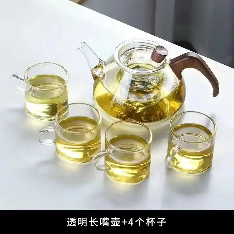 Wooden handle high temperature resistant glass teapot electric ceramic stove tea household set xiyuan teapot tea set