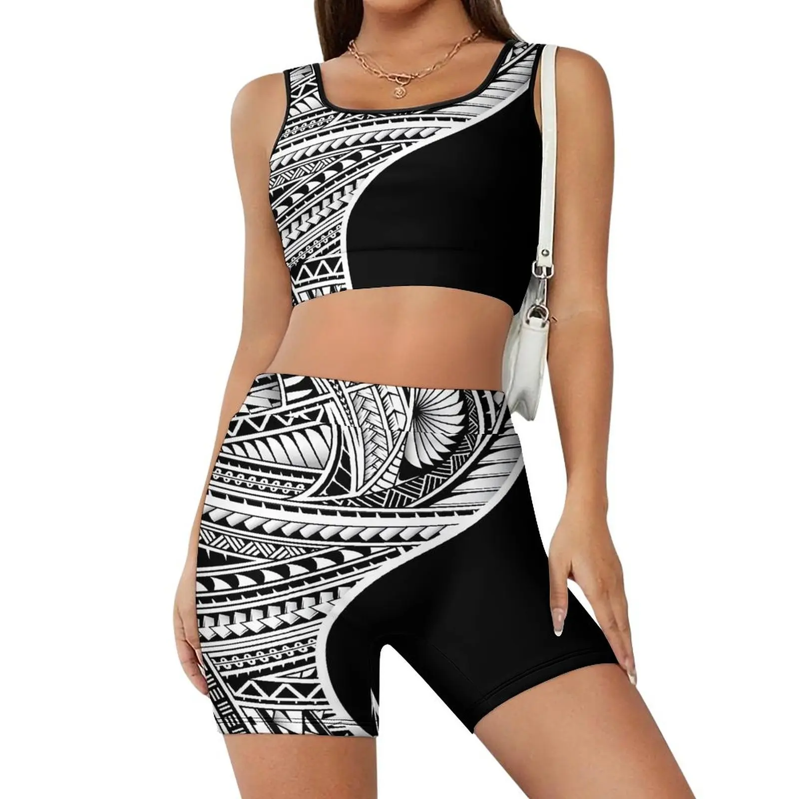 Hawaiian Tropical Flower Patterned Women'S Yoga Wear Set A Two-Piece Set High-Quality Yoga Wear 2025 New Design Customizable