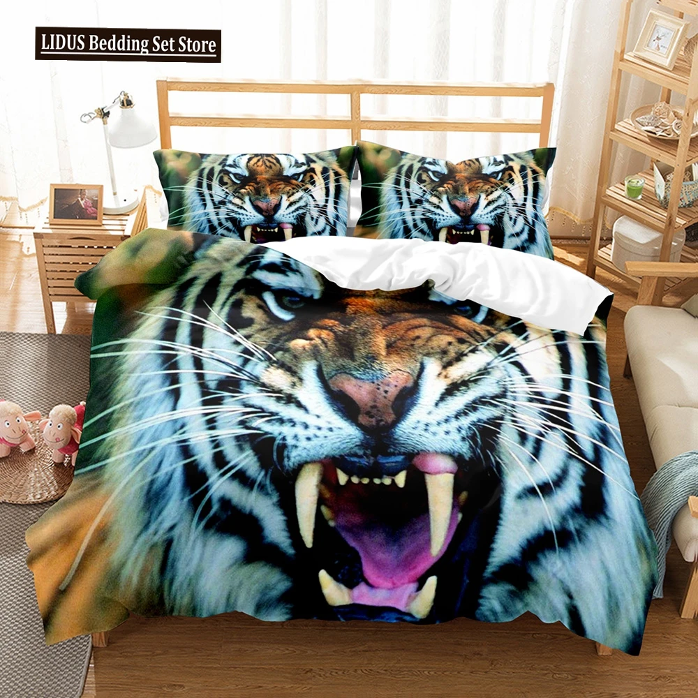 

Animal White Tiger Bedding Set Scenery Comforter 3D Print Luxury Duvet Cover Set Home Textile Decor Full Queen King Single Size