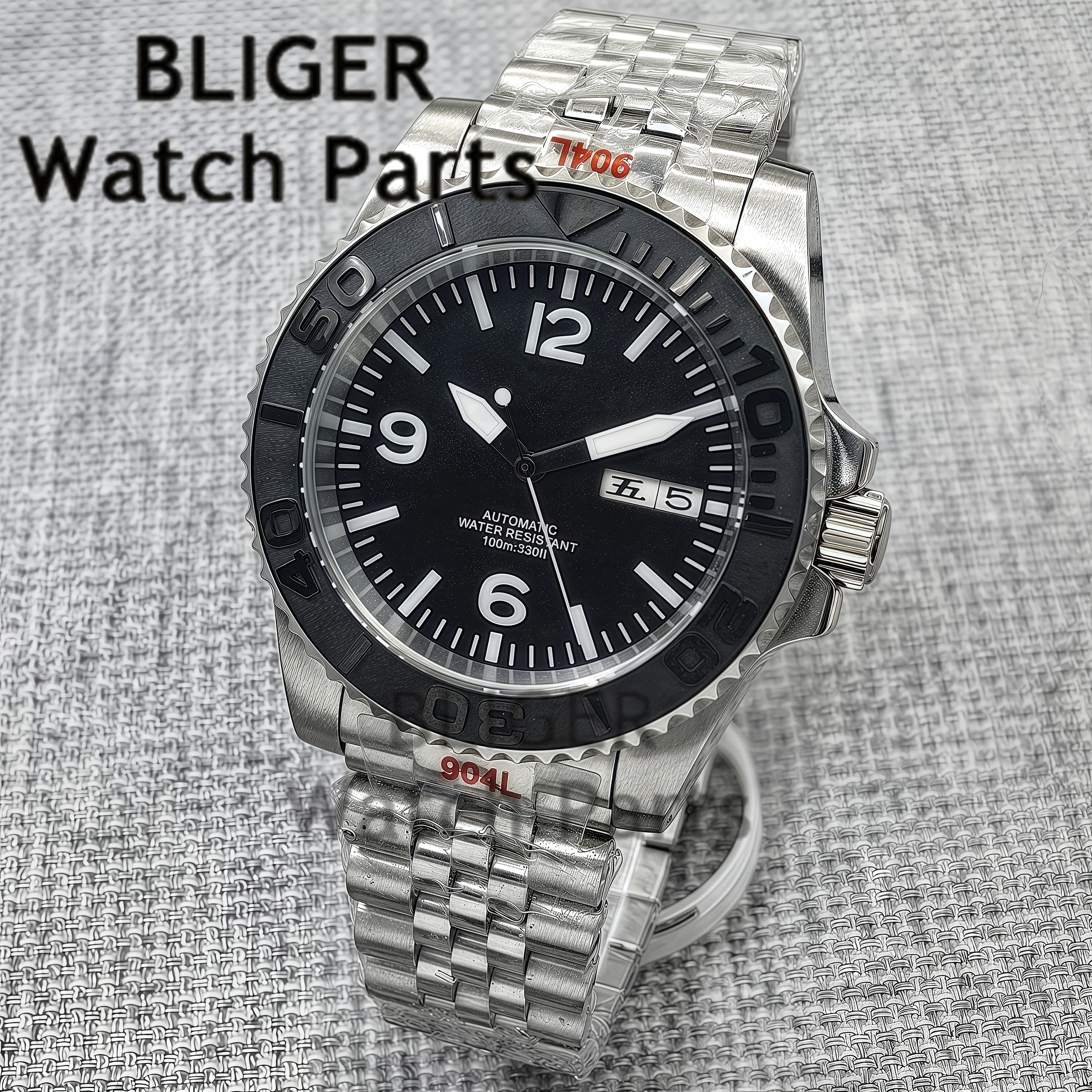 BLIGER นาฬิกาผู้ชาย NH36A อัตโนมัติหรูหรากีฬาสแตนเลส New End Link Strap กระจกแซฟไฟร์นาฬิกากันน้ํา