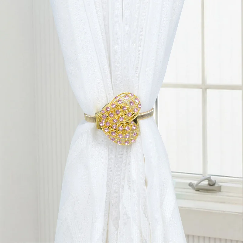 

Luxurious Crystal Rhinestones Curtain Buckle Spring Curtain Tiebacks Clip Holder Home Windows Decoration Curtain Accessories