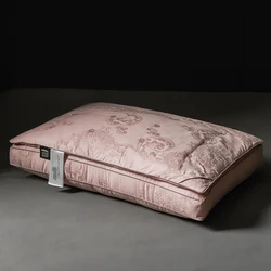 Mulberry Silk Pillows For Sleeping Natural Silk Filling Gongsatin Jacquard Anti Mite Soft Health Care Bedding Hotel Neck Pillows