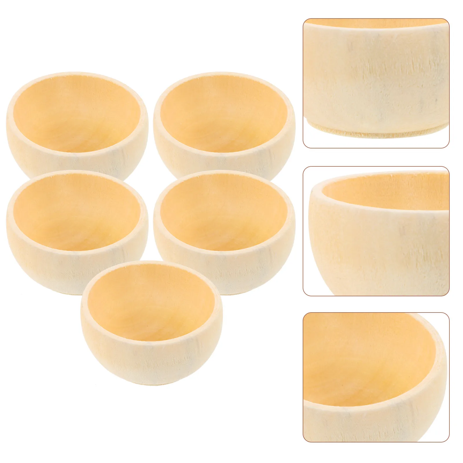 

Набор из 5 деревянных чаш для творчества, неокрашенные, необработанные, для DIY-проектов, рисования и поделок