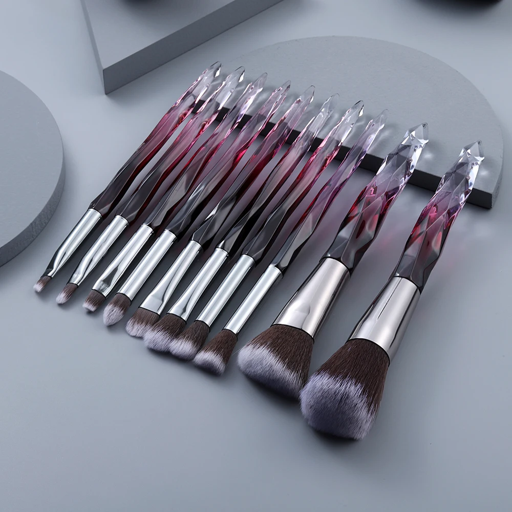 5-10 brocha de maquillaje púrpura, base sintética de calidad, sombra de ojos correctora de contorno en polvo suelto, herramienta de maquillaje profesional