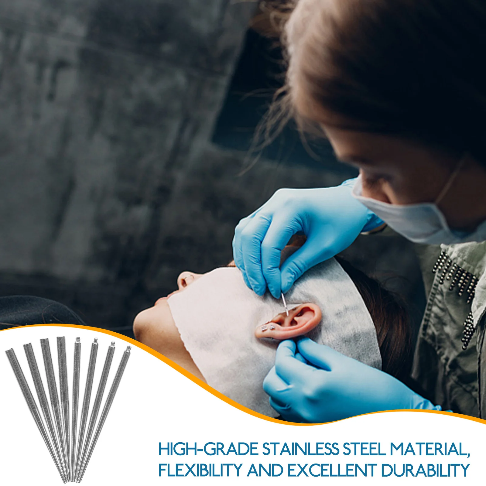 

8 pcs Taper Pin High-Grade Stainless Steel Body Piercing Assistant Tool For Ear Nose Lip Navel Piercing Tools Kit