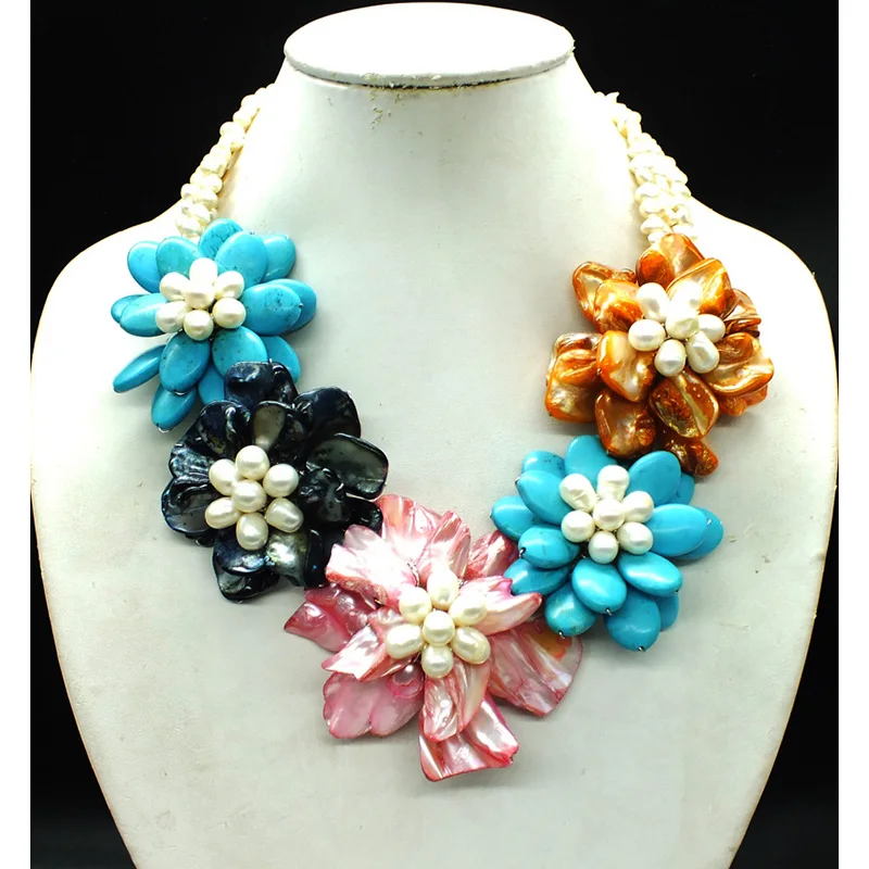 

Charming woman jewelry, Last necklace shell.pearl flower necklace 20"