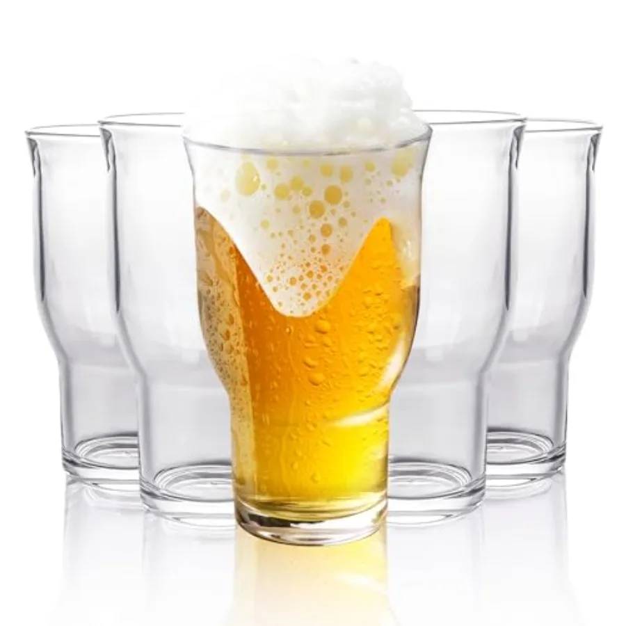 

Set of 6 Tulip Style Pint Glasses 16oz Premium Beer Glass Thickened Tumbler with Large Capacity and Stackable Design Perfect fo