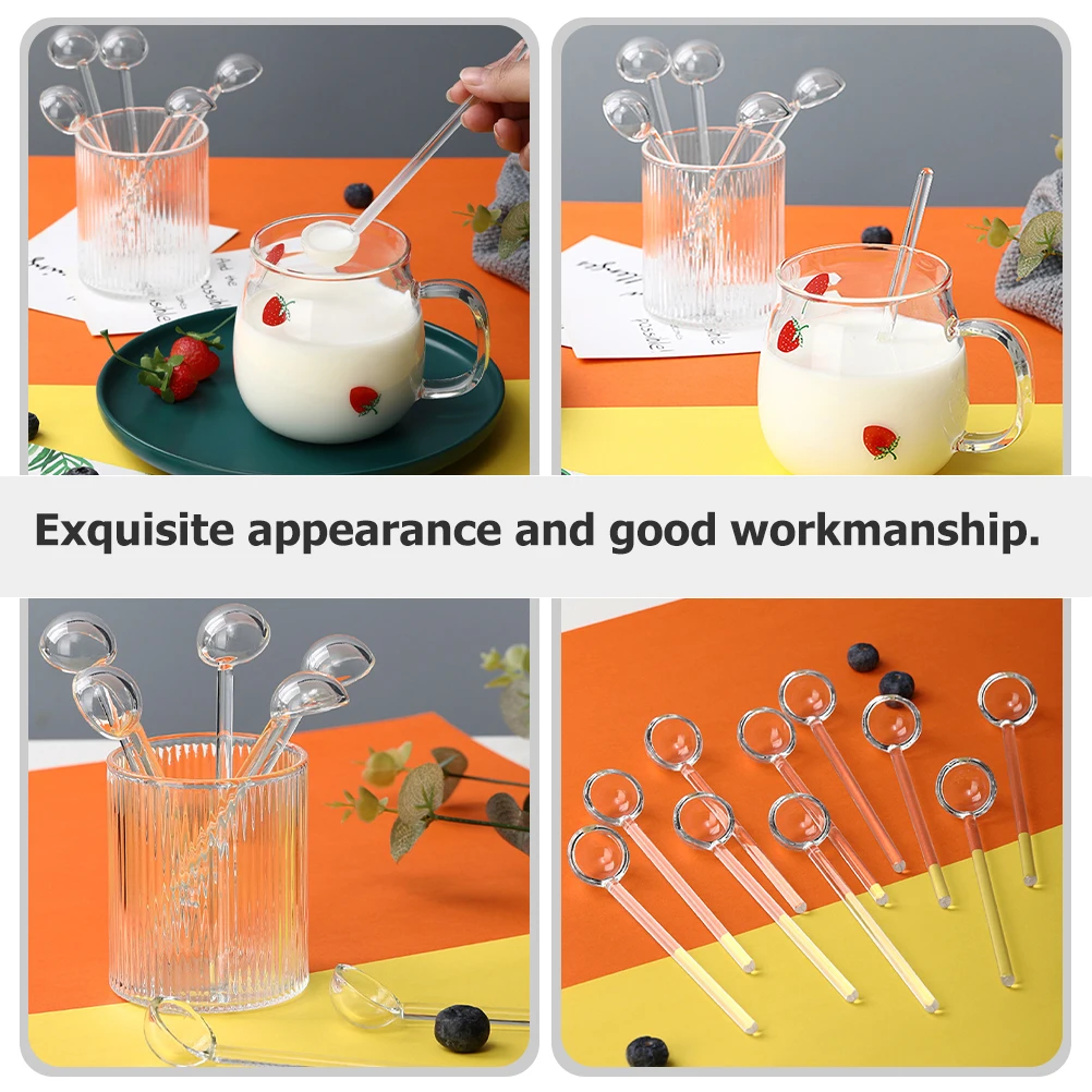 

8Pcs Coffee Spoons Premium Glass Clear Mini Espresso Spoon Tea Dessert Multi-Function Wear-Resistant Party Home