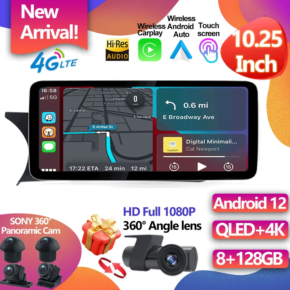 

For Mercedes Benz C Grade W204 2011 - 2014 4G Lte 10.25" Android 12 Car Radio Carplay Auto Stereo GPS Navigation Video NTG 4.5