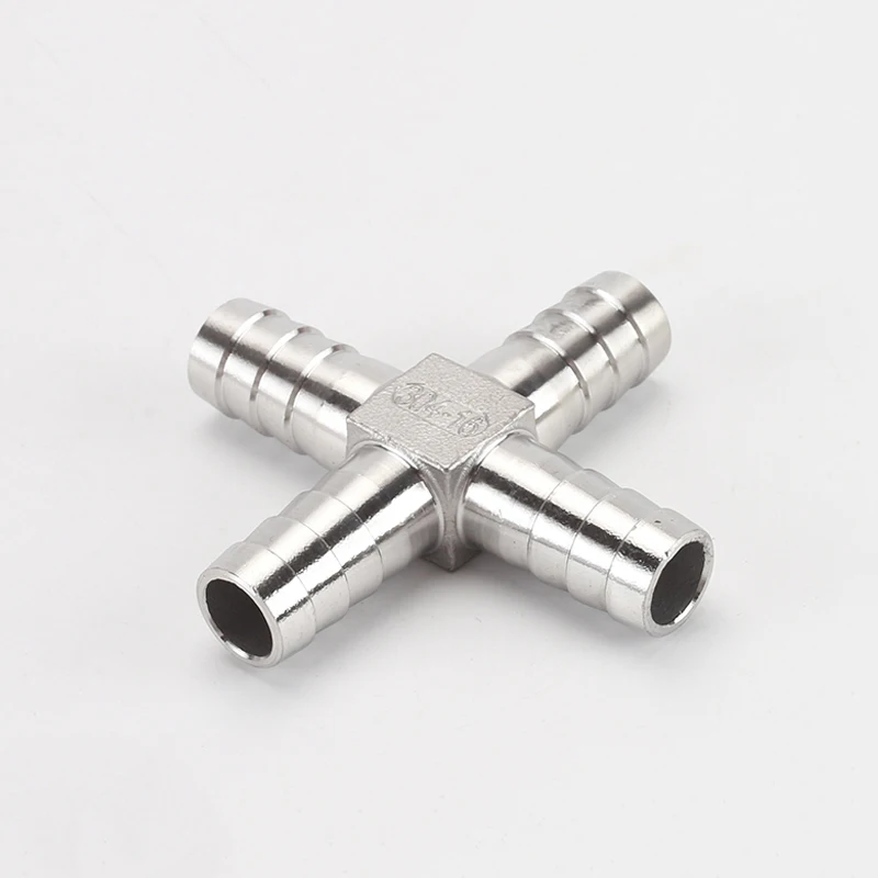 

4-Way Barb Connector 6/10/13/16/20/25mm 304 Stainless Steel Cross Pagoda Tail Connector Joint For Water Oil Gas Pipe Fittings