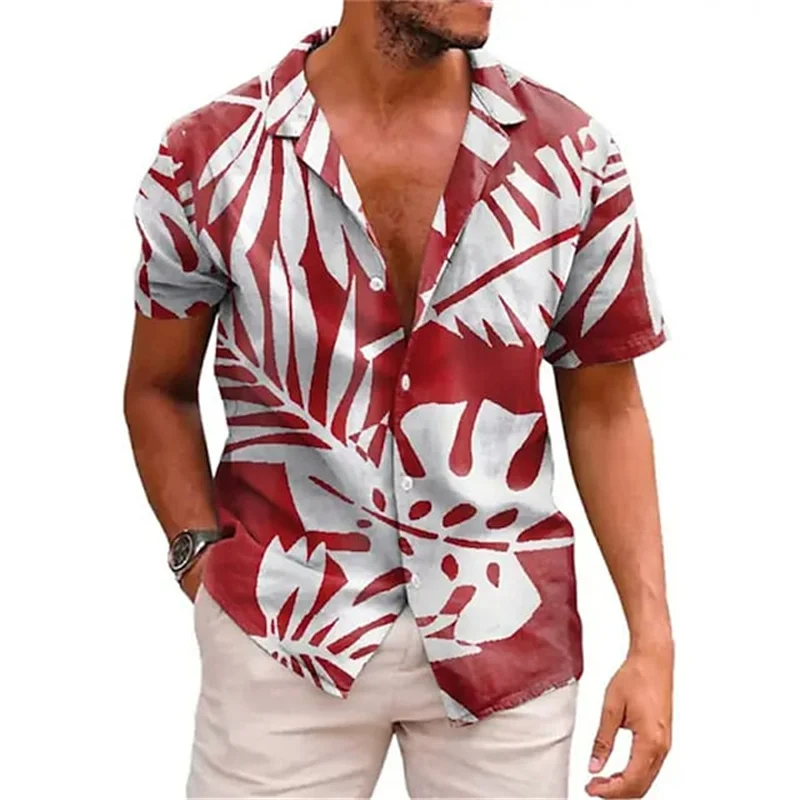 

Hawaiian floral shirts Beach summer button shirt Men's beach vacation breathable short sleeved shirtfashionable cool lapel shirt