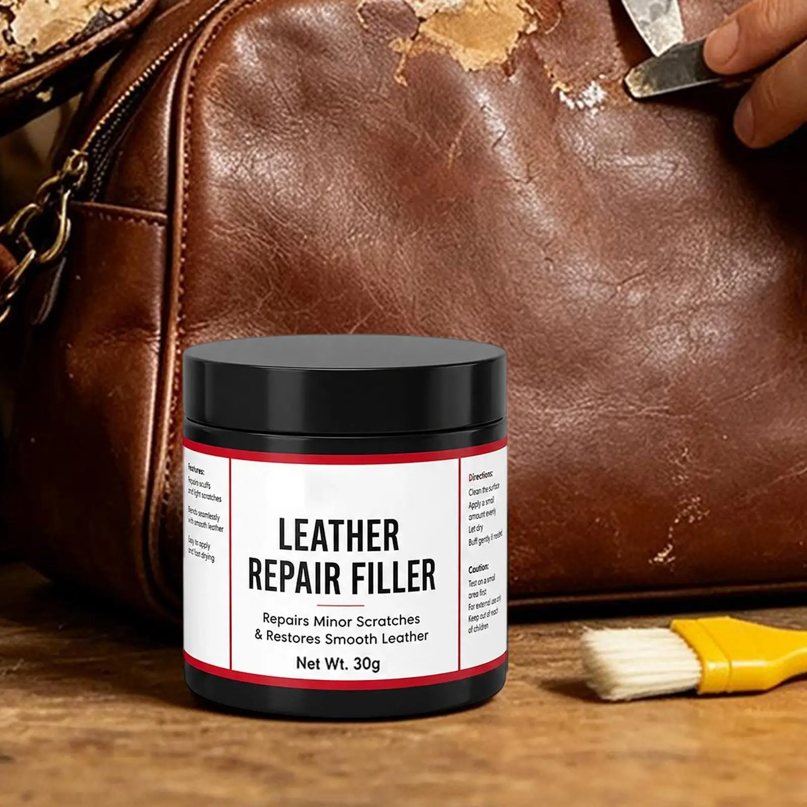 Professional Leather Filler Repair Kit Flexible Scratch Removal Paste Leather Hole Filling Kit for Sofa Car Seat Jacket Purse